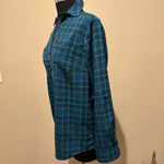 Talbots  Teal and Navy Plaid Shirt size S Photo 2