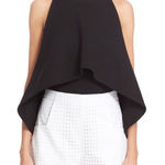 NICHOLAS Flare Crop Top‎ Sleeveless Knit Layered High Low Black Size 4 New Black Photo 0
