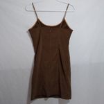 Rokoko  Brown Spaghetti Strap Faux Suede Mini Dress Festival Size L Photo 5
