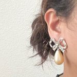 Vintage K.J.L. Kenneth Jay Lane Pave Crystal Bow Faux Pearl Tear Drop Earrings Silver Photo 1