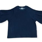 Madewell  Womens Navy Blue Puff-Sleeve Sweatshirt Tee Photo 0