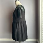 Calvin Klein black 100% Cotton short sleeve baby doll top lace trim Size Small Photo 1