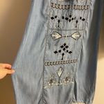 ZARA  TRF collection denim shirt dress embroidered tribal southwestern Small Photo 6