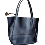 Botkier Soho Pebble Leather Tote Bag Women’s Size Medium Navy Blue Handbag Photo 2