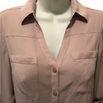 EXPRESS Portofino Original Chiffon Blouse Roll Tab Sleeve XS Lt Creamy Mocha Photo 1