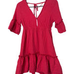 Billabong  Mini Dress V Neck Ruffle Detail Short Sleeve Tie Back Small Photo 0