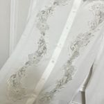 Woman White Embroidered Lace Long Photo 1