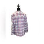 L. L. Bean women's pink/purple‎ plaid XL button down fleece lined shacket Purple Photo 1