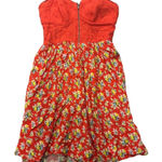 Xhilaration  XS‎ Orange Multicolored Floral Mini Dress Strapless Zip Top Cotton Photo 0