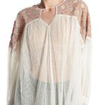 Free People  White Embroidered Lace Joyride Blouse Top S Photo 2