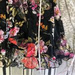 Serendipity  Floral Mini Fit & Flare Dress Large Black Pink Flower Lace‎ Ruched L Photo 7