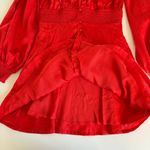 Urban Outfitters  Rebecca Red Long Sleeve Jacquard Boho Holiday Mini Dress Small Photo 8