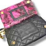 Betsey Johnson Black Quilted w/ Striped Bow Crossbody Purse/Wallet Combo Photo 1