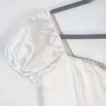 Lulus  White Satin Mini Dress Size Medium Bridal Puffy Sleeve Cocktail Dress Photo 3