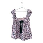 Free People Gaia Printed Lilac Floral Corduroy Bow Tunic Size XS Photo 3