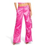SEROYA LAI SATIN CARGO PANT Size Small NWT Malibu Pink Loose Fit Drawstring Hem Photo 9