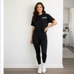 Maui and Sons  Black Short Sleeve Crop Tee Size Medium Photo 6