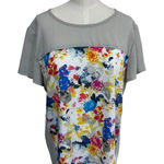 Kut From The Kloth  Colorblock Floral‎ Blouse Short Sleeve Women's Medium Photo 0