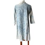 Vintage THRILL Lightweight Acid Wash Denim Duster Fringe Edges Hippie Festival Blue Size XL Photo 1