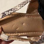 BCBGeneration sz 7 gold sandals w/black flower & snake print straps GUC No box Photo 5