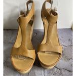 Steve Madden  SIZE 9.5 WOMEN"S  ILUVIT TAN FAUX LEATHER CORK WEDGE SANDALS Photo 1
