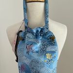 Gigi Chicago Blue Satin Floral Print Drawstring Bag NWT Photo 0
