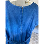 Erika Vintage Denim Maxi Dress Floral Embroidery Cottagecore V Neck Prairie Boho Photo 8