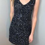 THEIA Sequin Formal Short Bodycon Dress Navy Size 12 Photo 0
