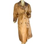 VINTAGE 1980'S ATLANTIC BEACH TAN W/ANIMAL PRINT SILK TRENCH JACKET (1X) Photo 1