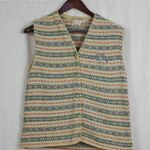 Drift Collective Logo Embroidered Button Up Sweater Vest Tan Size M Photo 0