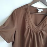 Blair  XL  Short Sleeve V-Neck Top in Chocolate Mocha Photo 3
