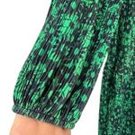 ZARA all over pleated mini dress green and black long sleeves with ruffl… Photo 3