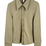 COS Khaki Button Down Shirt Stretchy Minimalist Neutral Office Size Small Photo 0