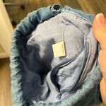 Blue denim American flag backpack with drawstring straps Red Photo 3