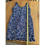 Vintage 90s Lacy Blue Embellished Sequin Paisley Print Dress Party Cocktail SzM Size M Photo 6