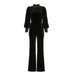 Badgley Mischka Black Velvet Jumpsuit SIZE 10 Cocktail Soft Sequin Designer $630 Photo 2