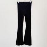 Aerie [] Black Kick It Ribbed Knit High Rise Flare Wide Leg Pants Pull On Small S Photo 2