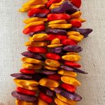 Orange yellow and purple beaded multi strand necklace Photo 6