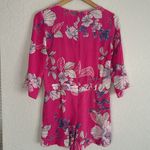 Yumi Kim Pink Floral Romper 100% Silk Colorful Tropical Vacation Resortwear Photo 8