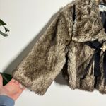 Jolt  Y2K Vintage Faux Fur Glam Shawl Cropped Coat Women L Brown Holiday Formal Photo 6