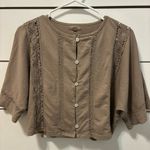 Aerie  short sleeve crochet cardigan Tan Photo 1