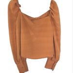Line and Dot NWT  Thea Square Neck Blouse Caramel Puffed Sleeves Size Medium Photo 9