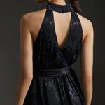Anthropologie Black Satin Halter Dress Photo 3
