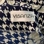 Houndstooth Vintage 90s Visanza Silky Blazer Jacket S Blue  Floral Shoulder Pads Photo 5