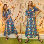 Hunter Bell Orange Grove Casey Dress Blue Citrus Print Size 4 Small Photo 4