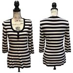 Venini Striped Henley Sweater Black White Size Medium Pullover business casual Photo 8