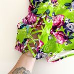 Torrid [] Neon Green Floral Rose Print Lattice Lace Up Side Swim Shorts Size 1X Photo 10