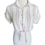 Gianni Bini Womens  GB Striped Knot Front Button Down Striped Top - Sz S Photo 0