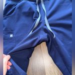 FIGS Navy Blue Scrub Pants with Gray Drawstring Photo 4