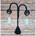 KJL Kenneth Jay Lane Retro Lucite White Teardrop Dangle Earrings Statement 2.5" Photo 3